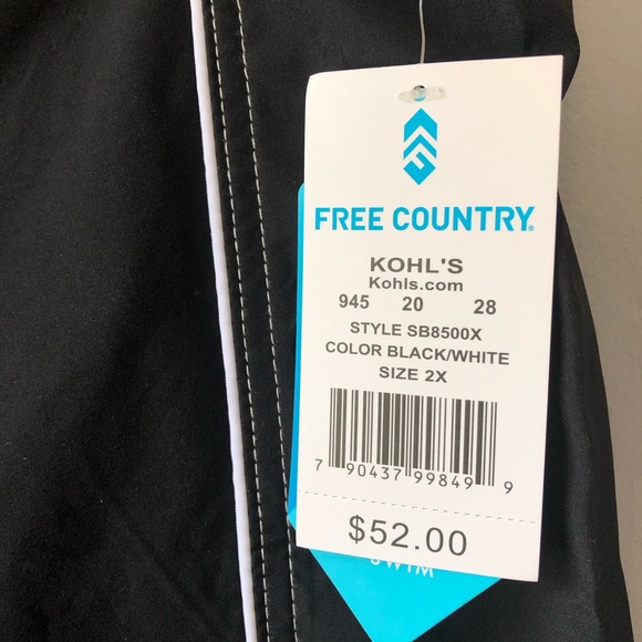 NWT Free Country Women’s Plus Size Swim Board Shorts, Swimsuit bottom black, 2X - Picture 10 of 16
